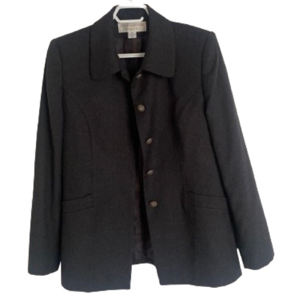 JONES NEW YORK Essentials, Charcoal Grey Wool lined Blazer Size 10